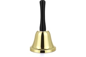 VABNEER Campana de Mano de Metal - Campanilla de Mesa para Hogar, Aula, Escuela y Eventos - Timbre de Recepción para Navidad, Oficina y Uso Comercial