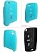 Produktbild CK+ Seat Auto-Schlüssel Hülle Key Cover Case Etui Silikon für Ibiza Leon Alhambra Altea Toledo Mii - Leuchtend Blau