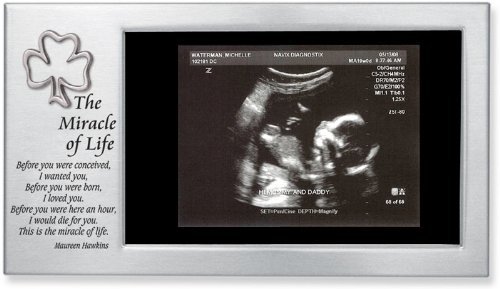 Satin Silver Steel "Miracle of Life" sonagramme Cadre photo - Cadre photo souvenir Conçu pour durer.