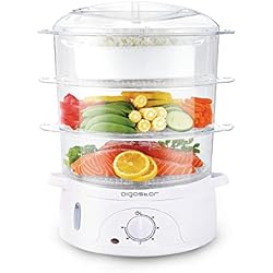 Aigostar Fitfoodie 30CFO - Cuiseur vapeur électrique 0% BPA. Puissance de 800W, minuterie, 3 niveaux indépendants de cuisson. Cuisine saine. Design exclusif.