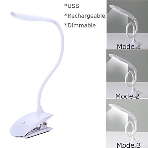 Aogolouk Leselampe Buchlampe, 16 LED Tischlampe Kontrolle Touchscreen, Dimmable eye- Versorgung mit Ladegerät USB Port, 3 Stufe Helligkeit, Flexarm, Lampe Reise, Portable LED wiederaufladbar Leselampe für Lesen Licht, Lesung verstellbar Büro Lampe für Erwachsene/ Kinder