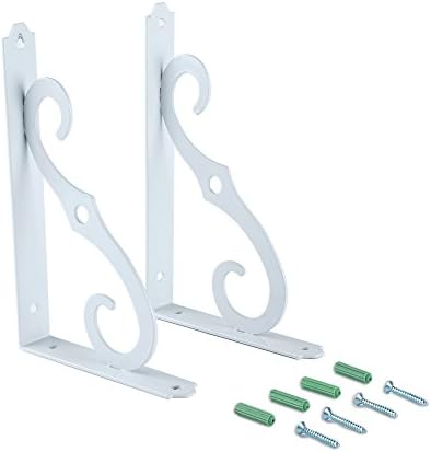 Onstro Pack of 2 Metal Shelf Brackets Heavy Duty Small (125 x 85mm, White)