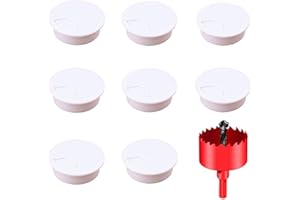 DuDuZui 8PCS Desk Grommet, White Desk Cable Grommet 80mm Desk Cable Hole Covers Organize Office and Home Table Cables, with Hole Saw(White, 80mm)