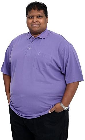 Louie James Big and Tall Size Plain Polo with Chest Pocket Cotton Rich T-Shirt Top Large Size Fit (Purple, 3XL)