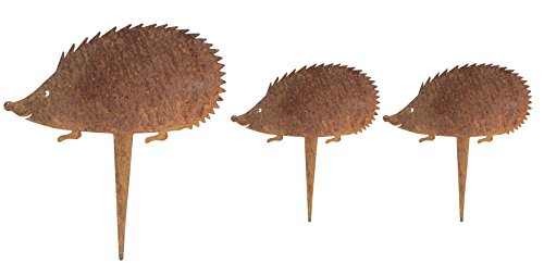 Melingo Rost-Deko Gartenstecker Igelfamilie 3-teiliges Set Gartendekoration