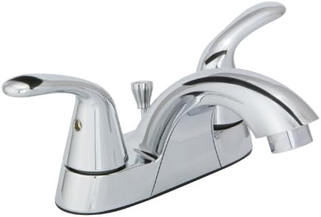 Huntington Brass 14431-01 4-Inch Center Set Two Handle Low Arc Lavatory Faucet with Brass Pop-Up Drain Assembly, Chrome