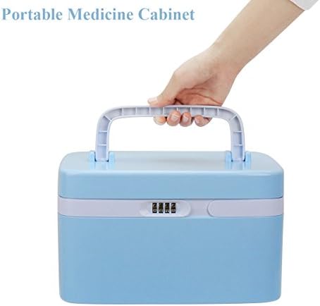 First Aid Box Portable Handle Family Medicine Cabinet Pill Organizer Case Emergency Medical Item Storage Container Box Combination Lock With Separate Compartments, Locking Prescription Pill Case