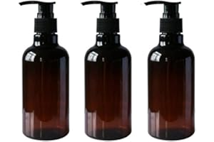 UPSTORE 3 bottiglie ricaricabili in plastica PET marrone ambrata da 250 ml, con pompa nera, contenitori vuoti per cosmetici, shampoo, balsamo, gel doccia, lozioni, dispenser, Marrone, 250 ML