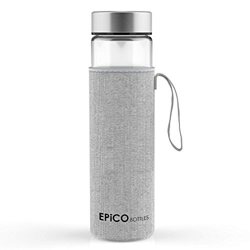 EPiCO BOTTLES Classic 600ml | Glasflasche für Unterwegs | Trinkflasche aus Glas zum Mitnehmen | Wasserflasche für heiß kalt Getränke | Perfekt für Yoga, Wandern, Büro | Ideal für Smoothies, Tee | BPA-frei - 2