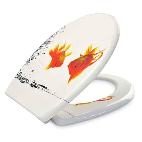 VENKON – Premium WC Sitz mit Absenkautomatik – Modell „Goldfisch“ – Toilettendeckel aus Duroplast (antibakteriell) inkl. Montagesatz (rostfreie Scharniere) - 4
