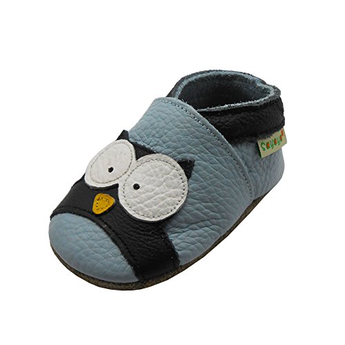Sayoyo Baby Infant Toddler Boy Owl Soft Sole Leather Shoes 6-12months Light Blue