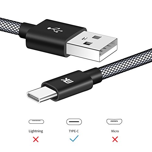 USB Typ C Kabel, MK PET Geflochtene Tangle-Free Hohe Geschwindigkeit USB-C auf USB-A Datenkabel Ladekabel für Neuen MacBook, ChromeBook Pixel, Nexus 6P / 5X und Andere Geräte mit Typ-C Steckverbinder (0.66ft / 0.2m, Schwarz) - 2