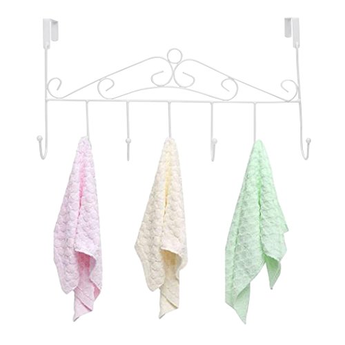 Soriace® 7 Haken über Tür hängeleiste, Türhänger / Türgarderobenhaken für Kleidung, Taschen, Hüte, Tücher, Schals, usw (Weiß) - 3