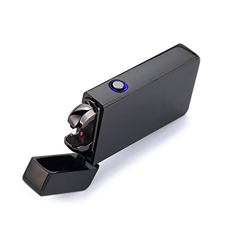 USB Elektronisches Feuerzeug Dual Lichtbogen Aufladbar Winddicht (Schwarz) - 5
