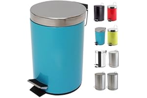 MSV Poubelle à cosmétiques Acier Inoxydable Bleu Clair avec Récipient intérieur Amovible Salle de Bains Poubelle à pédale Boîte à ordures – 3 et 5 litres