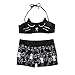 Produktbild Damen Retro Bikini Set CLOOM Sexy Badeanzug Niedlich Neckholder Bademode Cute cat Katze Gedruckt Monokini schöne bikinis Zweiteilige Badeanzug Mini Badebekleidung Mädchen Swimwear (Schwarz, S)