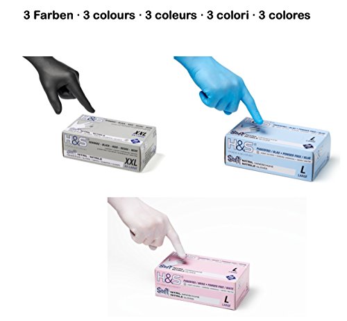ISC Hygiene & Sicherheit Latex puderfrei Nitril Handschuhe, mittel, Box 100 Stück, weiß - 6