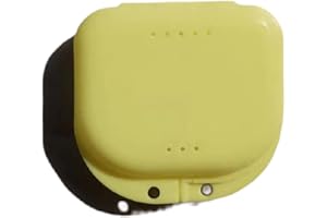 WATAWATA Denture Box Retainer Case Denture Storage Bath Box Denture Holder Box Cleaning Box Lightweight and Portable Cleaning Box with Filter (S, Yellow)