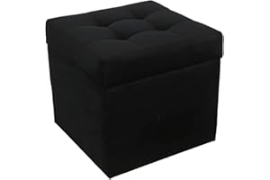 ‎POSTERGALERIA postergaleria Polsterhocker, 45x45 cm, Farbe Schwarz – weicher Sitz, aufklappbar mit Stauraum (50l) hält Einer Belastung von bis zu 100 kg Stand, Velours – Hocker für Wohnzimmer, Schlafzimmer, Diele