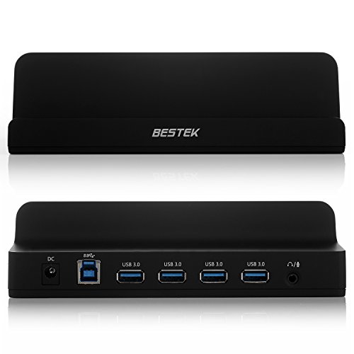 BESTEK Aktiv USB Hub 3.0 ( 4 Ports ) hat extra 2 x 5V/2.4A Ladeports + 1 Audio Port mit 12V 3A Netzteil bis zu 5 Gbps Datentransferrate abwärtskompatibel Schwarz - 2