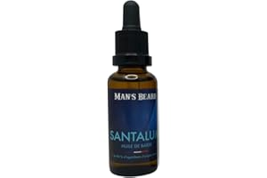 Man's Beard - Huile à barbe parfumée Santalum 30ml – Parfum bois de Santal - Soin et entretien hydratant naturel pour la barbe - Ingrédients d'origine naturelle -100% Fabrication Française