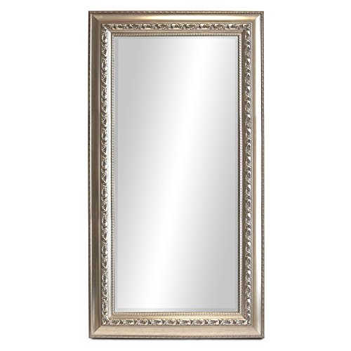 Wandspiegel mit Facettenschliff und Verzierungen 102x52cm – Silber / Flurspiegel Barspiegel Frisierspiegel Spiegel - 2