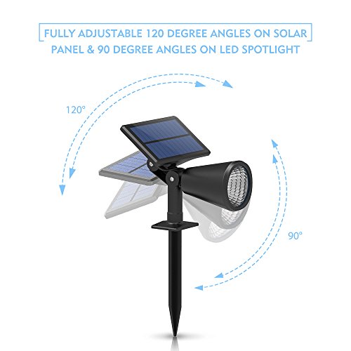 Xintop Solar Gartenleuchte, 2-in-1 upgraded Solar LED Wandleuchte/Gartenleuchte mit einstellbaren Solarpanel, 2 Stufe Beleuchtung für Einfahrt, Hof, Garten, Rasen, Weg usw. 2 Stück - 4