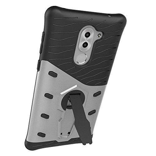 Funda Mate9 Lite  Espada  Ultra Armor   Doble Robed  a Prueba de Golpes  con Soporte de 360    la Mejor Protecci  n Resistente con Soporte de V  deo para Huawei GR5  Mate 9 Lite  Plata 