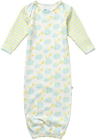 Piccalilly Organic Cotton Yellow and Blue Unisex Puddle Duck Print Baby Bundler Nightgown