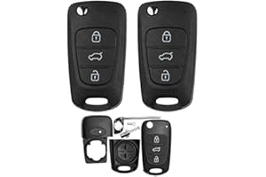 SALPIE 2 carcasas para llaves y accesorios de repuesto para llave con mando a distancia para coche, 3 botones, compatible con Hyundai I20 - I30 - IX20 - IX35 - Elantra