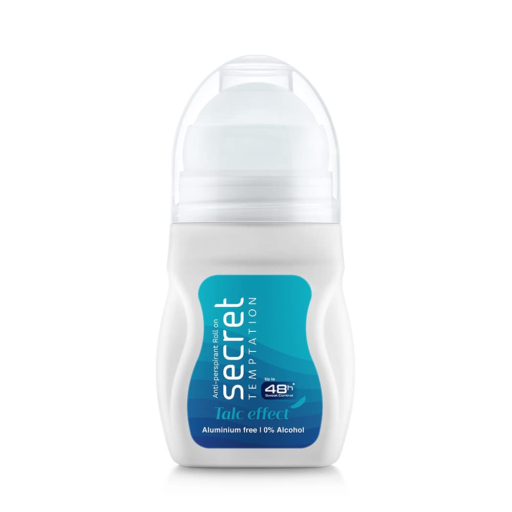 Secret Temptation Talc Effect under arm Roll on for Women, 50ml| Controls Sweating|Corn Starch & Tapioca Starch|Kills Bacteri