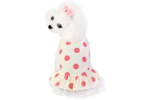 Barrageon Gatti Cani Abito Animale Domestico Camicia Gonna Carino Bowknot Estate Piccolo Media Vestito Abiti (Rosso-M)