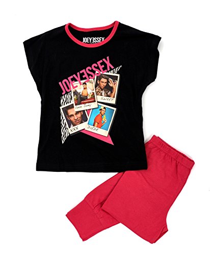 NEW KIDS GIRLS OFFICIAL JOEY ESSEX CELEBRITY PYJAMAS SHORT SLEEVE LONG PANTS PJS PYJAMA SET BLACK TOP CHILDRENS SIZE UK 7-8 YEARS