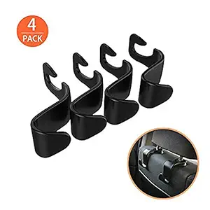 KolorFish Car Vehicle Back Seat Headrest Hook Hanger Storage for Purse Groceries Bag Handbag (Set of 4)