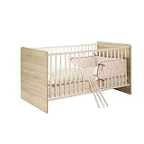 Babyzimmer Kinderzimmer komplett Set WIKI 6 in Eiche Sonoma / Weiß Komplettset mit grossem Kleiderschrank, Babybett, Lattenrost und Wickelkommode mit Wickelaufsatz - 2