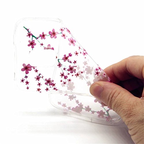 MUTOUREN für Samsung Galaxy S5 Mini Transparent TPU Silikon Schutz Handy Hülle Case Cover [Kratzfeste, Scratch-Resistant] Hülle Schutzhülle Crystal Kirstall Durchsichtig Fall-Abdeckung Etui TPU Bumper Schale – Plum Blumen - 4