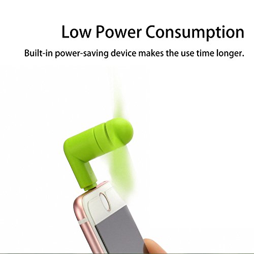 Portable Mini USB Phone Fan, USAMS Type-C Handy Fan, Cool Kühler drehbar Lüfter mit Zwei Blätter für Samsung S8/S8 Edge Huawei und andere Android Smartphone mit OTG Function (Weiß) - 2