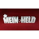 Beton, Steinguss Buchstaben 3 D Deko Schriftzug Namen MEIN HELD als Geschenk verpackt!