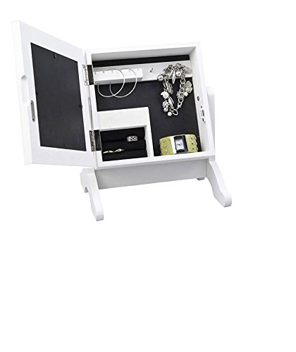 Schmuckschrank mit Spiegel Schmuckkasten Schmuckkästchen Schmuckkommode Schmuck Weiß - 3
