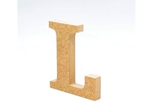 LA LLUNA ALWAYS CREATING Lettres de bois. Lettres grands en bois de 20 cm haut pour décoration et travaux manuels. Alphabet complet disponible (L)