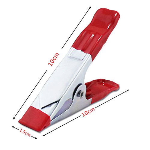 KEESIN 6 Stücke 4Inch rote Gummi beschichtete Griffe Metallfeder Klemmen Griffhalter (6P-4inch) - 3
