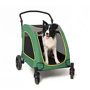 Dog Stroller, Pet Stroller Large Adjustable Handle Zipper Entry Skylight Window Stroller Suitable for Small Medium Large Pets