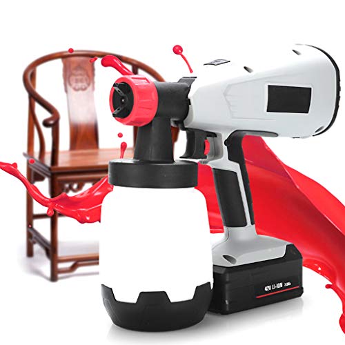 Inalámbrico Mano Recargable Pistolas de pintura Aerógrafo de pulverizadores, 2000MAH Batería de Litio, 42V Eléctrico pistola rociadora, 3 patrones de rociado, 900 (ml/s) Ajustable