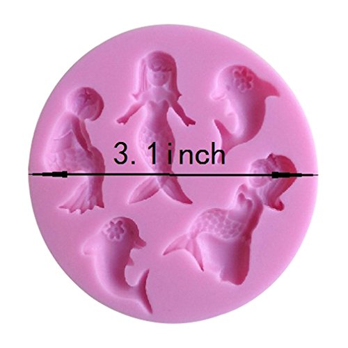 LYNCH Runde Kuchen-Werkzeuge Mermaids und Delfine Form 3D Silikon-Seifenform,Rosa - 3