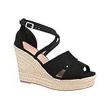  Elara Damen Sandalette Kork Keilabsatz Plateau Chunkyrayan 4265-Black-38