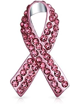 Bling Jewelry rosa Strass Emaille Brustkrebs Pin Rhodiniert