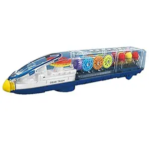 Cable World Plastic 3D with 360 Degree Rotation, Gear Simulation Mechanical Sound and Light Train Toy for Boys and Girls (Multicolor, Multi Design)
