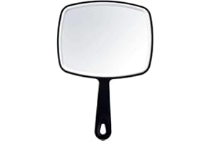 DHKFXKT Hand Mirror, All Black Handheld Mirror with Handle, Rectangle, with Handle18.8 x 26.4 cm(Black)