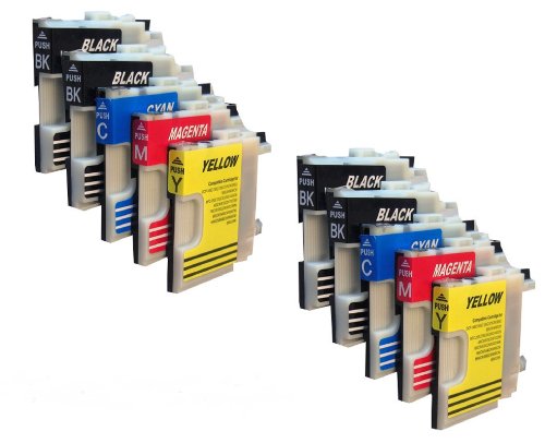 10 Druckerpatronen für Brother Black/Schwarz LC980 LC1100 DCP-145C DCP-165C DCP-185C DCP-195C DCP-365CN DCP-375CW DCP-385C DCP-395CN DCP-585CW DCP-J715W DCP 6690CW MFC-250C MFC-255CW MFC-290C MFC-295C MFC-295CN MFC-355CW MFC-490CN MFC-490CW MFC-J615W MFC-670CDW MFC-790CW MFC-795CW MFC- 930CDN MFC-990CW MFC-930CDWN MFC-5490CN MFC-5890CN MFC-6490CN MFC-6490CW MFC-6890CN MFC-6890CDW MFC-5895CW - 2