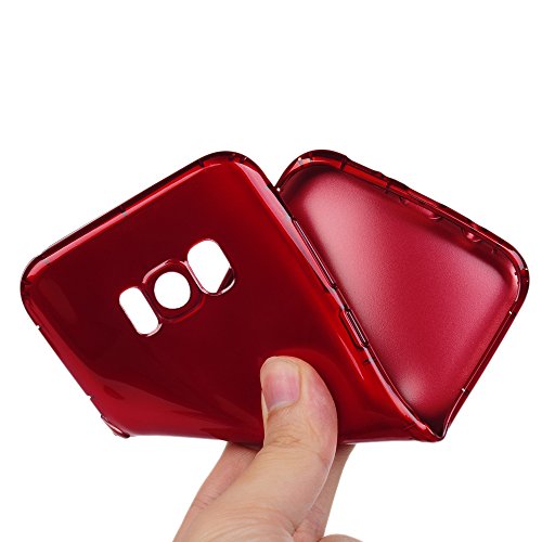 Lanveni S8 Plus Hülle, Handyhülle Etui Protective Case Cover TPU Silikon Schutzhülle Bumper Handytasche TPU-Bumper Weiche Silikon Case mit Anti-Fall Design für Samsung Galaxy S8 Plus (Rot) + 1 x Stylus Stift + 1 x Staubdichte Stecker + 1 x Schutzfolie - 7